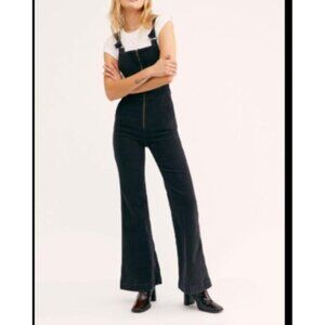 Rollas Navy Blue Corduroy Eastcoast Flare Overalls Women Size 25 Bib Western